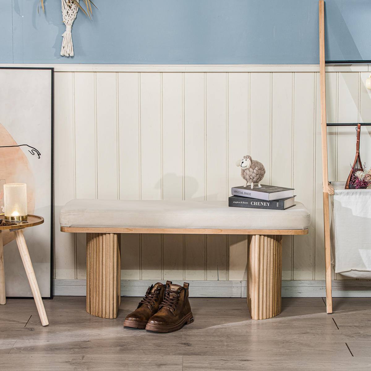 SITZBANK Holz Beige - Beige, Holz (100/46/35cm) - Nordlys