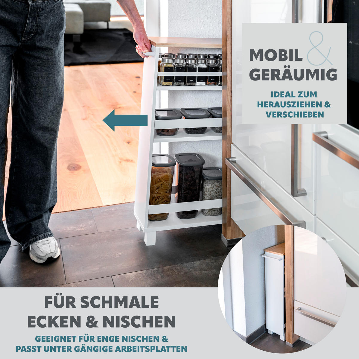 KÜCHENWAGEN, weiß - Weiß, Holz (50/79/15cm) - eluno