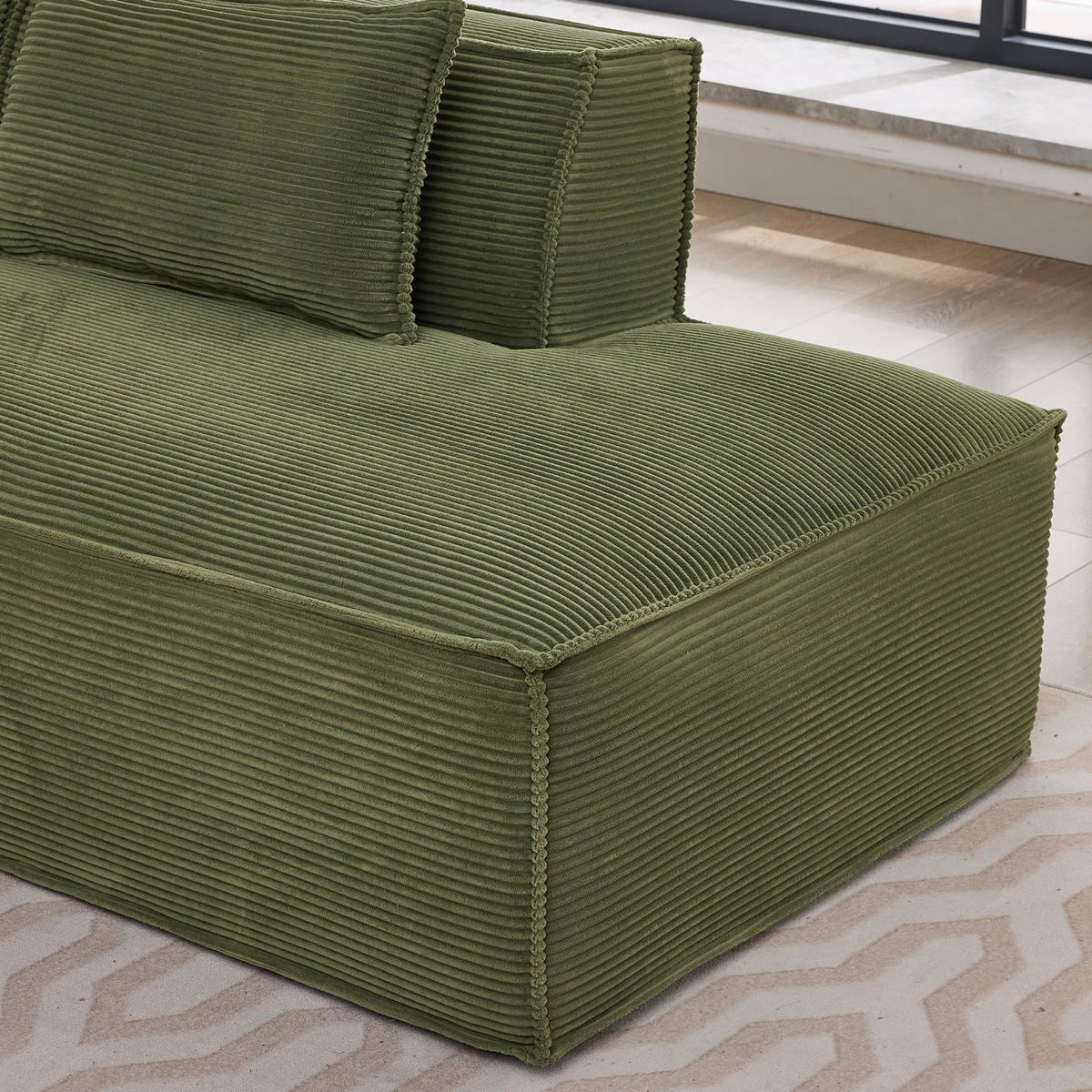 ECKSOFA Polyester Grün mit 2 Kissen - Grün, Textil (235/129cm) - WISHDOR