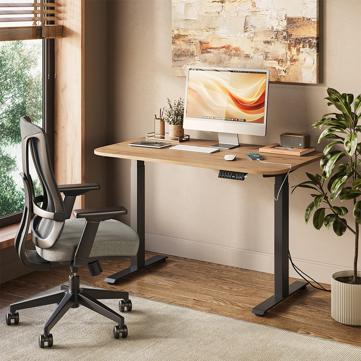 PSACÍ STŮL Elevate Černá/Řemeslná - černá, kompozitní dřevo (70/120/120cm) - Vicco