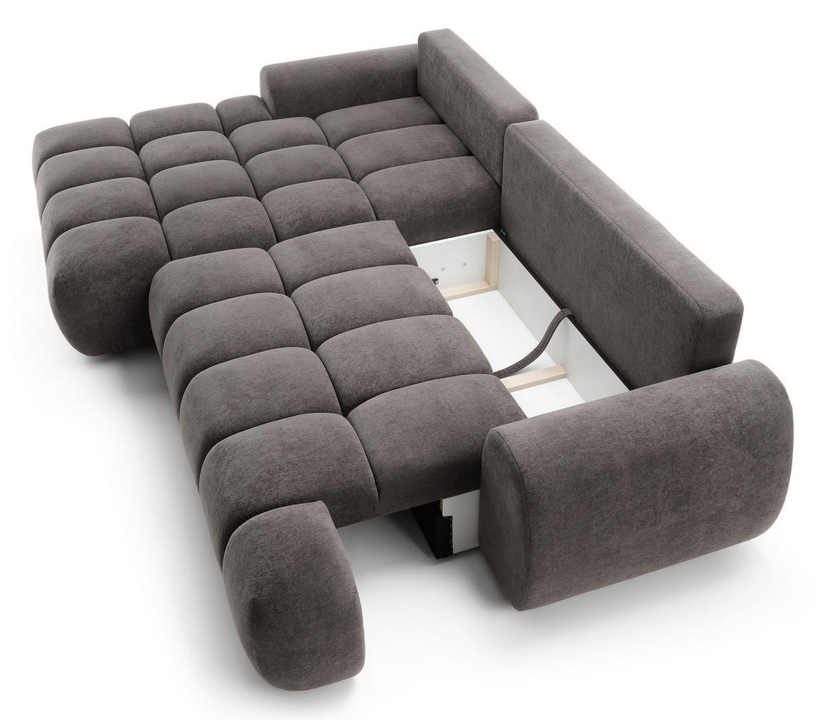 ECKSOFA 280 cm Valerio mit Bettkasten, 280 cm, Links, Schlaffunktion, Grau - Grau, Holz (280/177cm) - Emporius