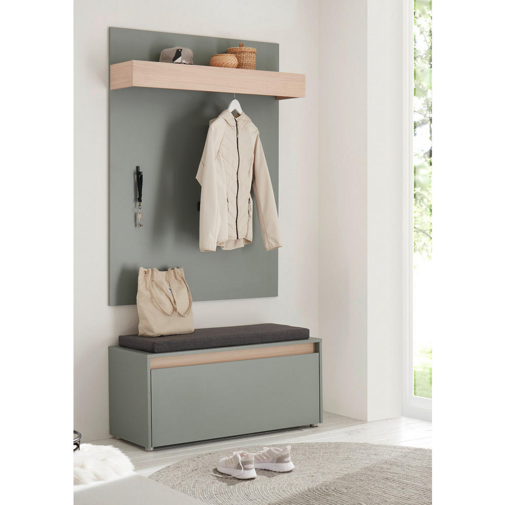 Thumbnail - Furn.Design Gardrerobe, Salbeigrün, Eiche, Holz, Nachbildung,Eiche, Uni, Holz Optik, 2 Fächer, Füllung: Polyester, Recht...