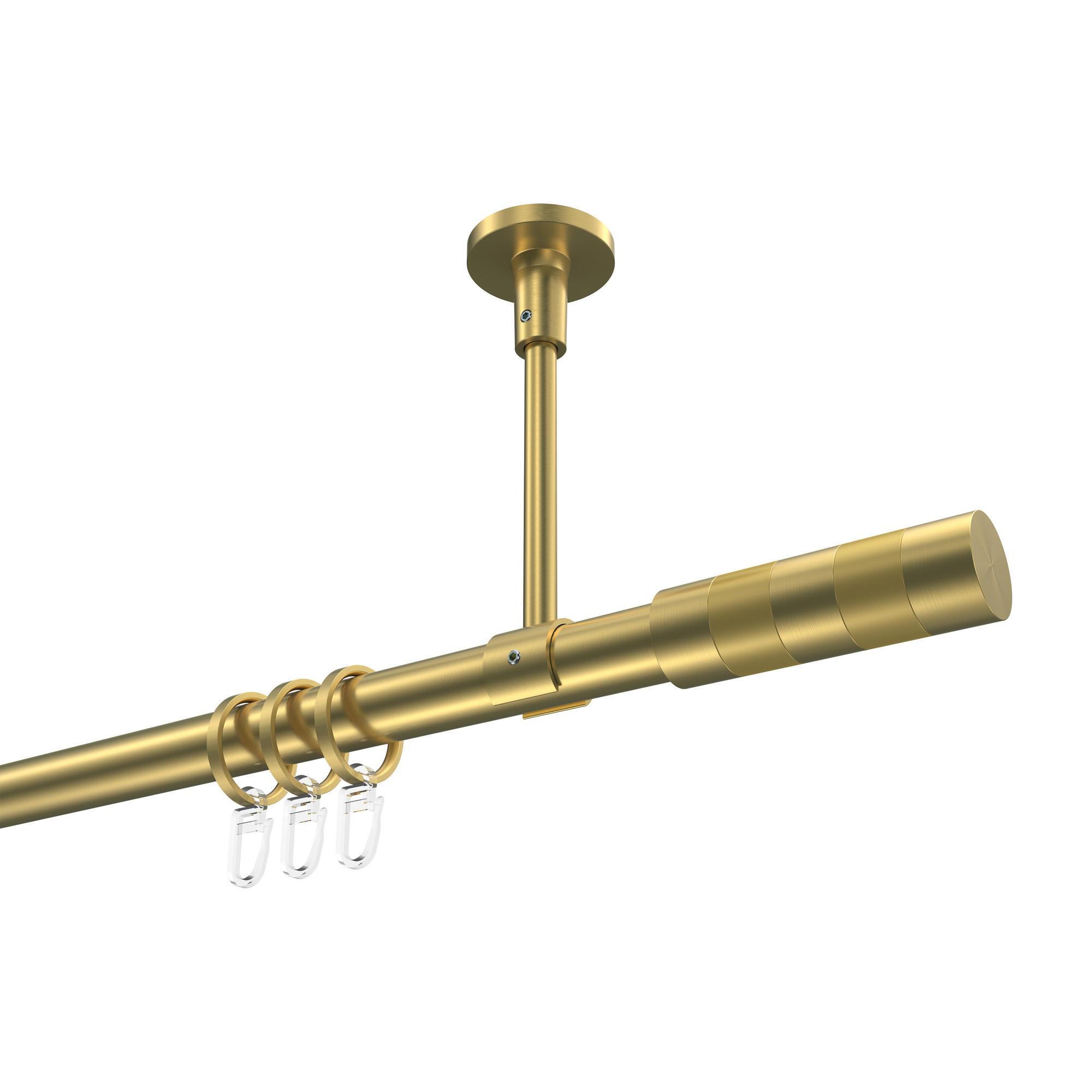 GARDINENSTANGEN-SET Sonette Mavell 100 cm, 1-läufig, 20 mm Ø Messing-Optik - Messingfarben/Goldfarben, Metall (100cm) - INTERDECO