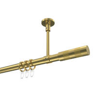 GARDINENSTANGEN-SET Sonette Mavell 200 cm, 1-läufig, 20 mm Ø Messing-Optik - Messingfarben/Goldfarben, Metall (200cm) - INTERDECO