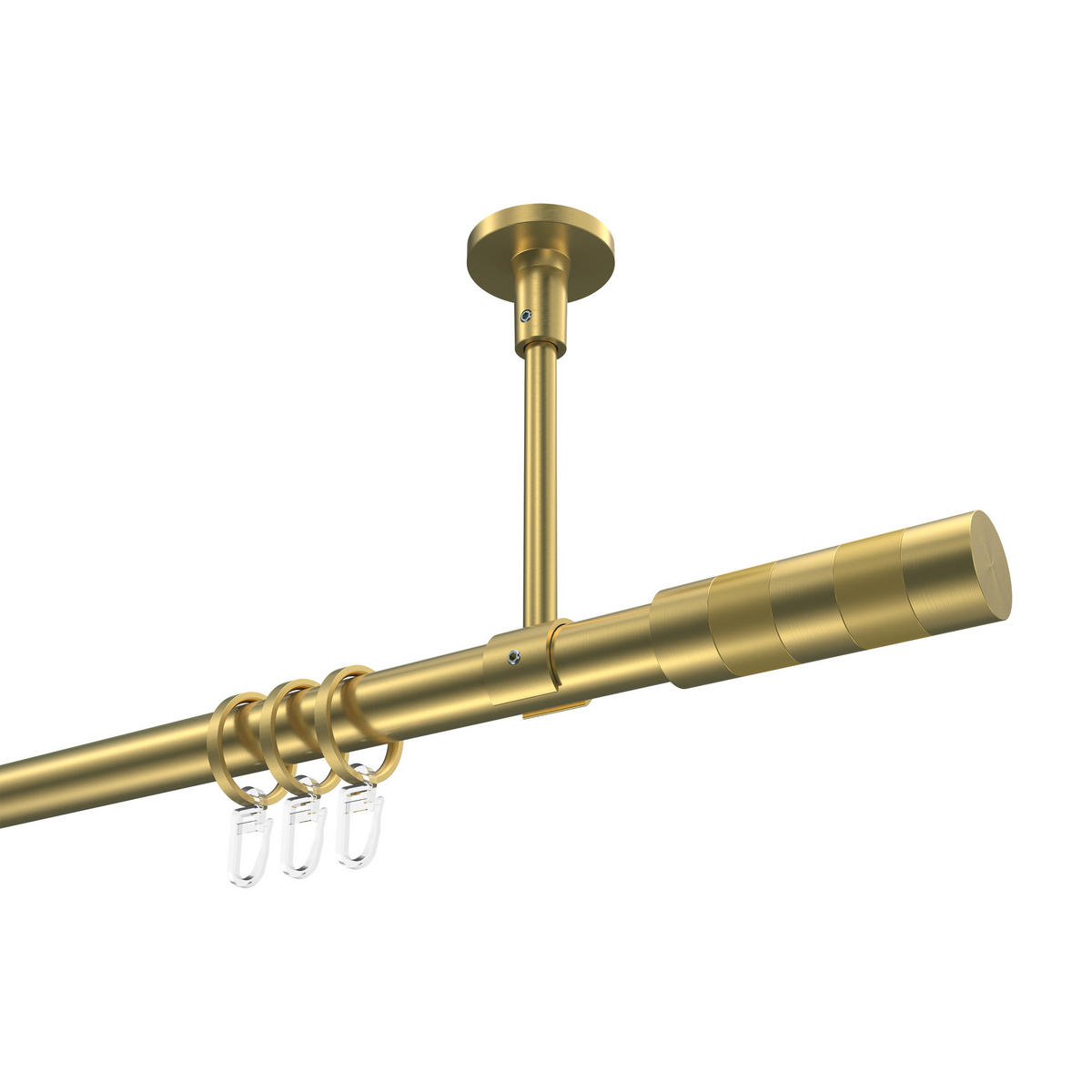 GARDINENSTANGEN-SET Sonette Mavell 200 cm, 1-läufig, 20 mm Ø Messing-Optik - Messingfarben/Goldfarben, Metall (200cm) - INTERDECO