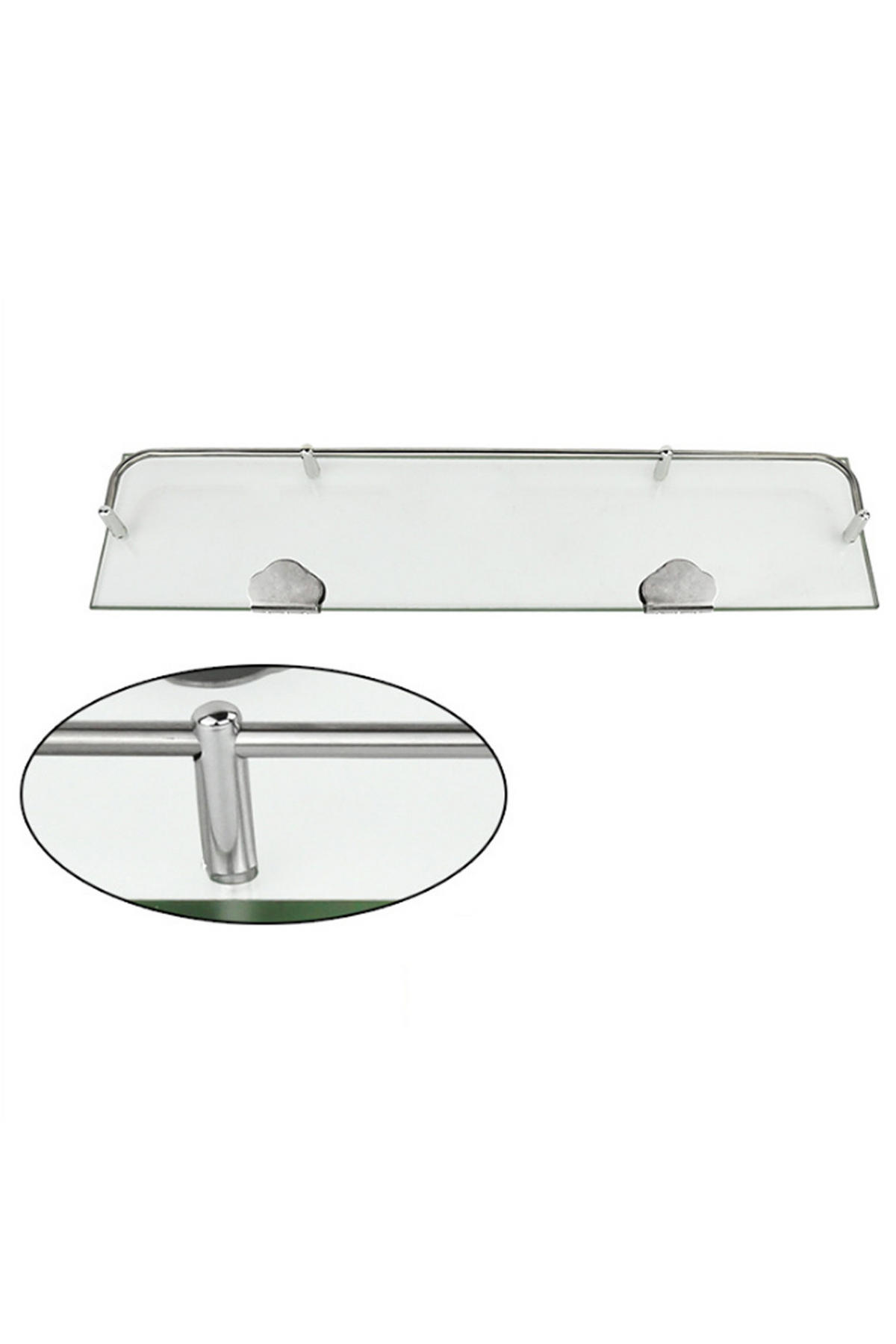 GLASABLAGE aus Glas und Metal in Transparent Badezimmer Wandmontage Platzsparend Mehr ordentlich 38,5 x 11 x 4,5 cm - Transparent/Silberfarben, Glas/Metall (38.5/3.5/11cm) - Livingandhome