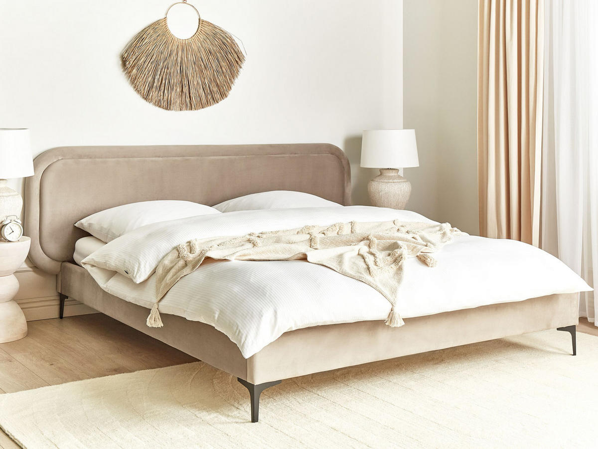 POLSTERBETT mit Lattenrost 180x200 cm Beige Suzette - Taupe, Textil (180/200cm) - Beliani