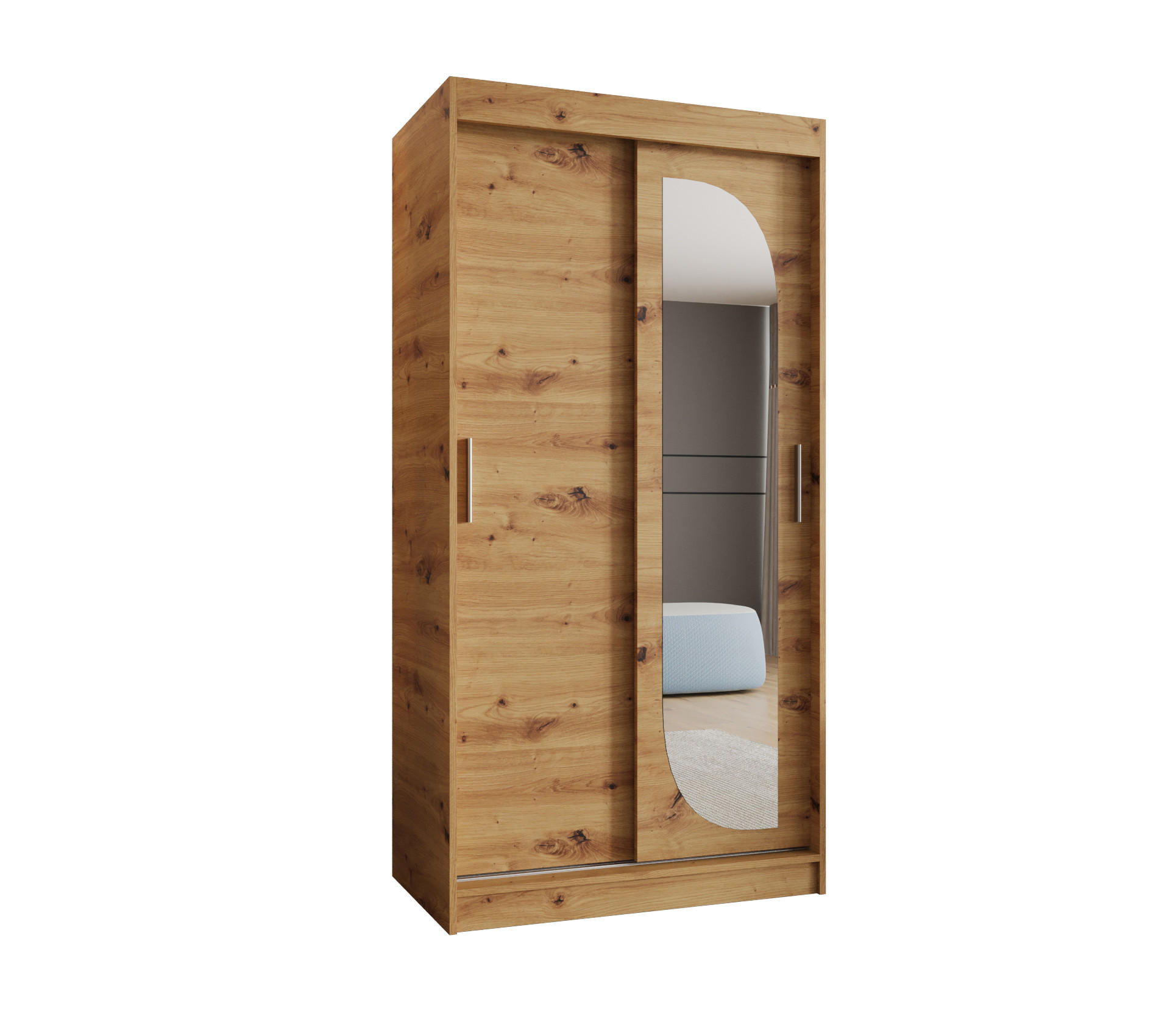 SCHWEBETÜRENSCHRANK 200/120/62 2-türig - Silberfarben/Eiche Artisan, Holz (120/200/62cm) - MÖBEL KRYSPOL