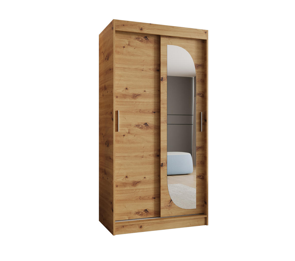 SCHWEBETÜRENSCHRANK 200/120/62 2-türig - Silberfarben/Eiche Artisan, Holz (120/200/62cm) - MÖBEL KRYSPOL