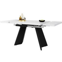 ESSTISCH 99-159x74x77 cm in Weiß und Schwarz aus MDF mit Marmoroptik auf Carbonstahl-Beinen ausziehbar - Weiß, Holzwerkstoff (74/159/77cm) - Modfu