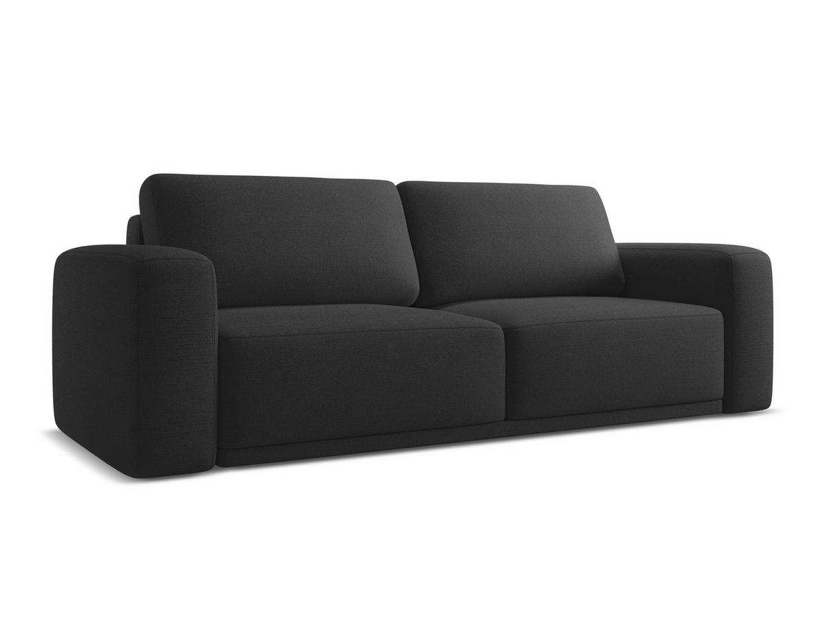 3-SITZER SOFA mit Schlaffunktion Chenille Stoff Schwarz - Anthrazit/Schwarz, Kunststoff/Textil (242/91/100cm) - Makamii