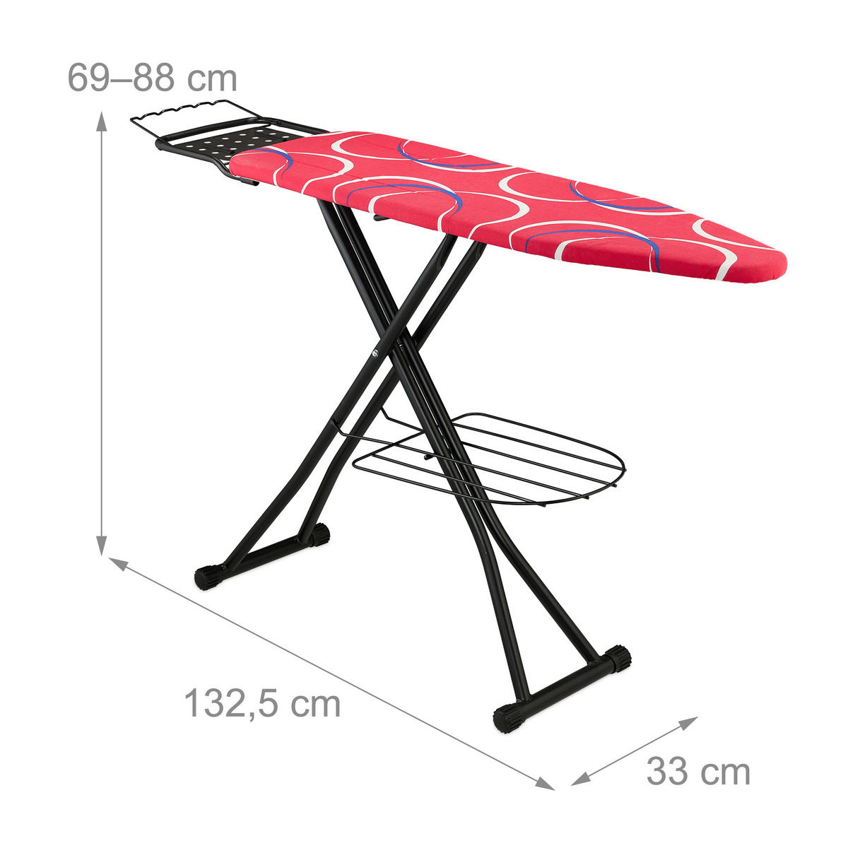 ŽEHLIACA doska - viacfarebná, kov/textil (132.5/33.5cm) - Relaxdays