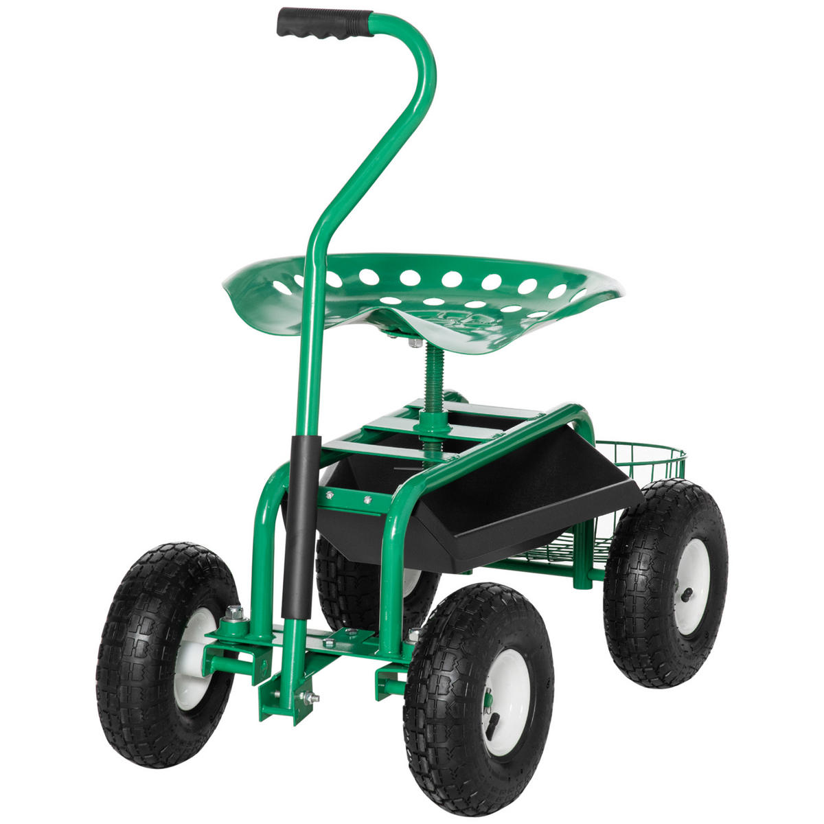 GARTENWAGEN DE-10138 360° drehbar, höhenverstellbar Grün - Grün, Metall (45/87/98cm) - ComfortXL