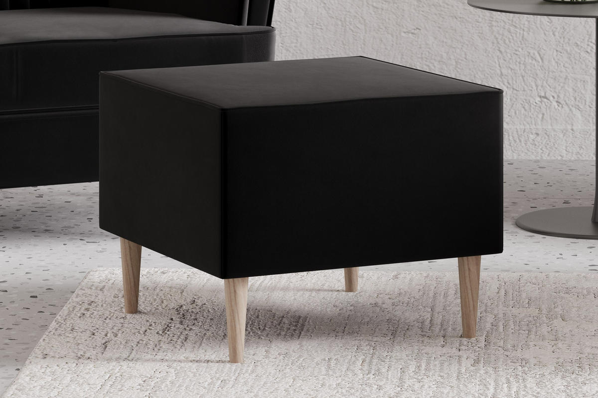 OHRENSESSEL - Sessel Comfy mit Hocker - Schwarz - Schwarz, Holzwerkstoff (83/103/95cm) - Möblo
