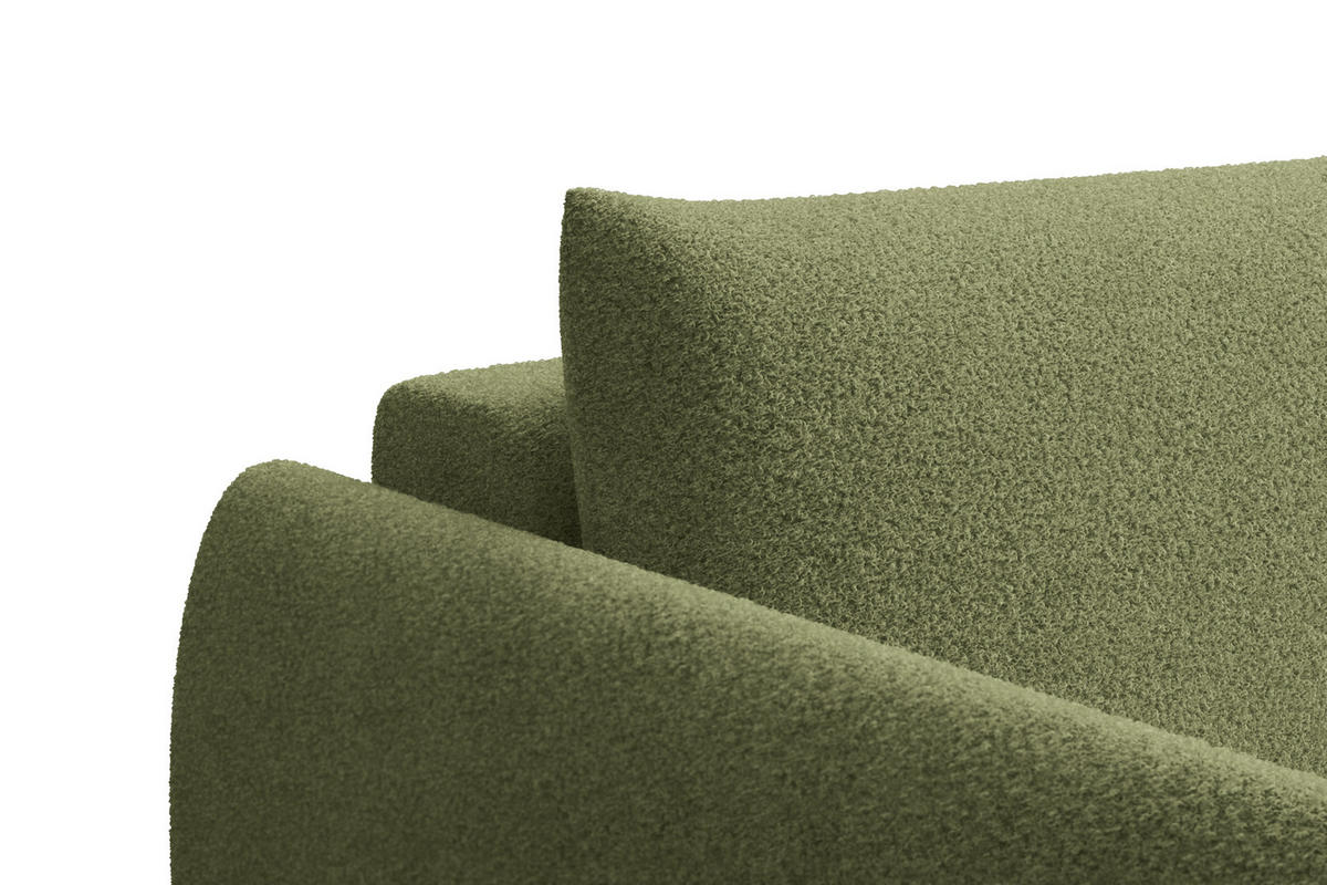 ECKSOFA TAUER 3-Sitzer RECHTS, Bouclé-Stoff grün - Schwarz/Grün, Holz/Textil (206/173cm) - Courtois Laville