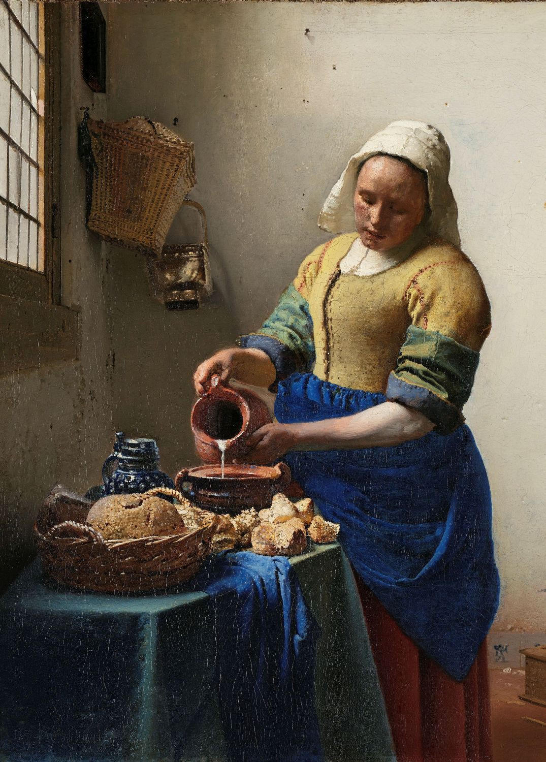 FOTOTAPETE Das Milchmädchen von Johannes Vermeer 200 x 279 cm - Braun, Papier (200/279cm) - Sanders & Sanders