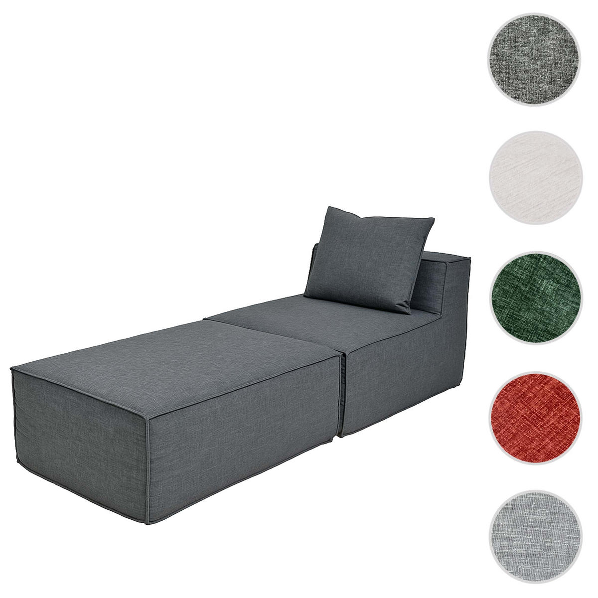 CHAISELONGUE Šedá - sivá, textil (75/63/194cm) - MCW