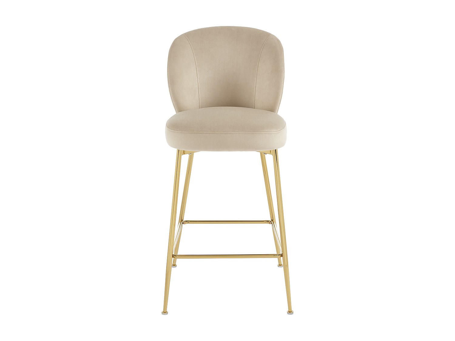 BARHOCKER - 44 cmcm x 56 cmcm - Samt, Stoff - Beige - POLPONA - Beige, Textil (44/96.5/56cm) - Vente-Unique
