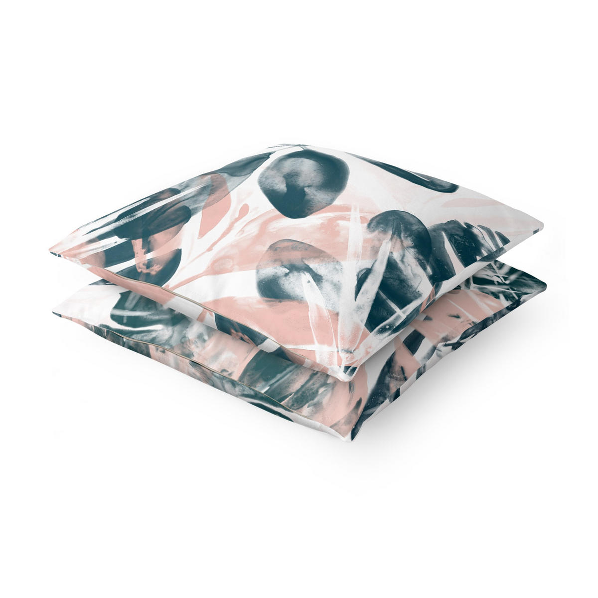 DEKOKISSEN 2er-Set Tropisches Orakel petrol Set I 50/50 cm - Petrol, Textil (50/50cm) - Bilderwelten