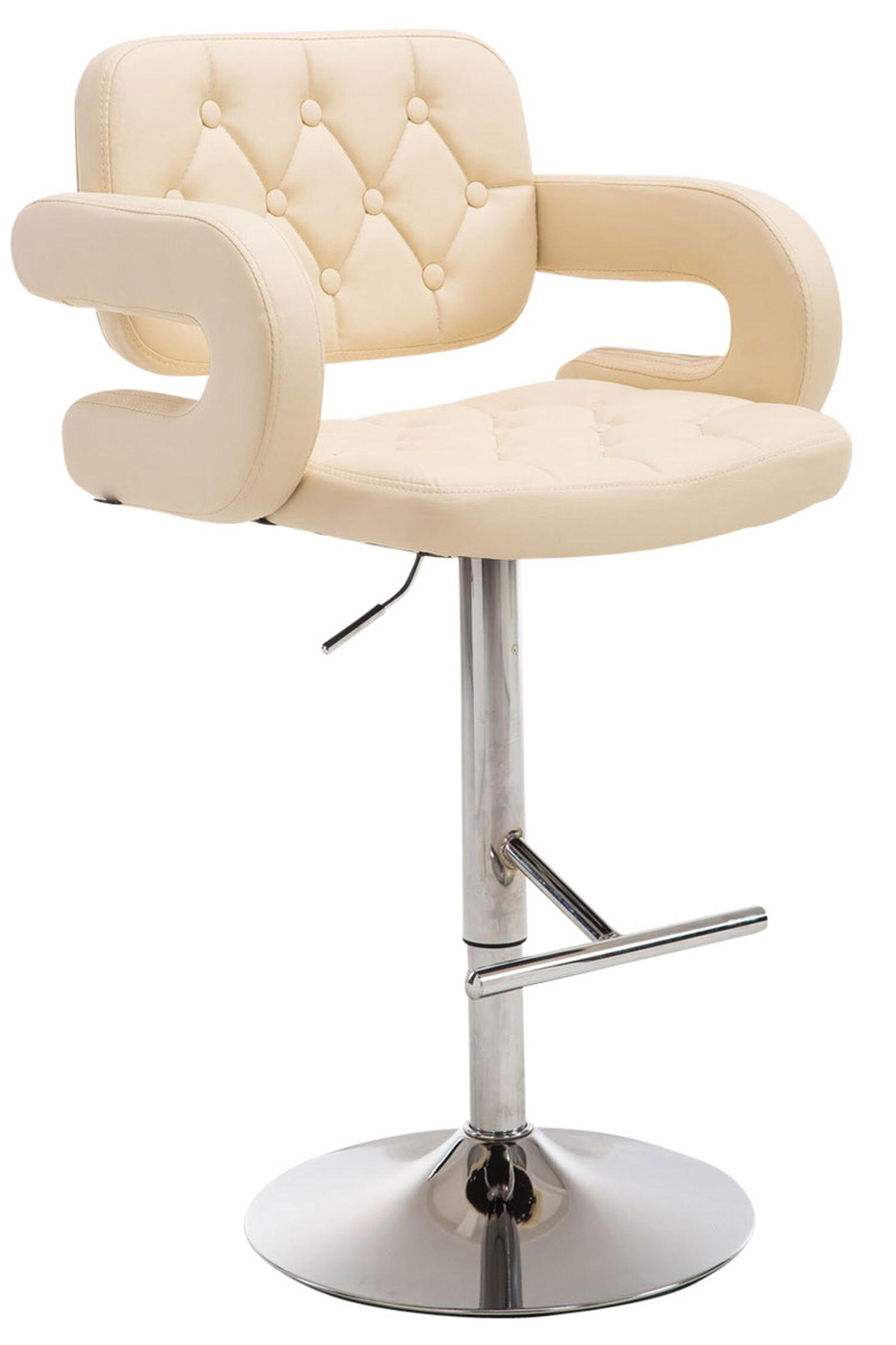 BARHOCKER Dubai, Gestell Metall in Chromoptik, Kunstleder Creme - Chromfarben/Creme, Kunststoff/Textil (52/100/55cm) - TPFLiving