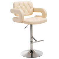 BARHOCKER Dubai, Gestell Metall in Chromoptik, Kunstleder Creme - Chromfarben/Creme, Kunststoff/Textil (52/100/55cm) - TPFLiving