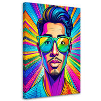 WANDBILD, Pop-Art Mann mit Brille - Multicolor, Textil (60/90cm) - Feeby