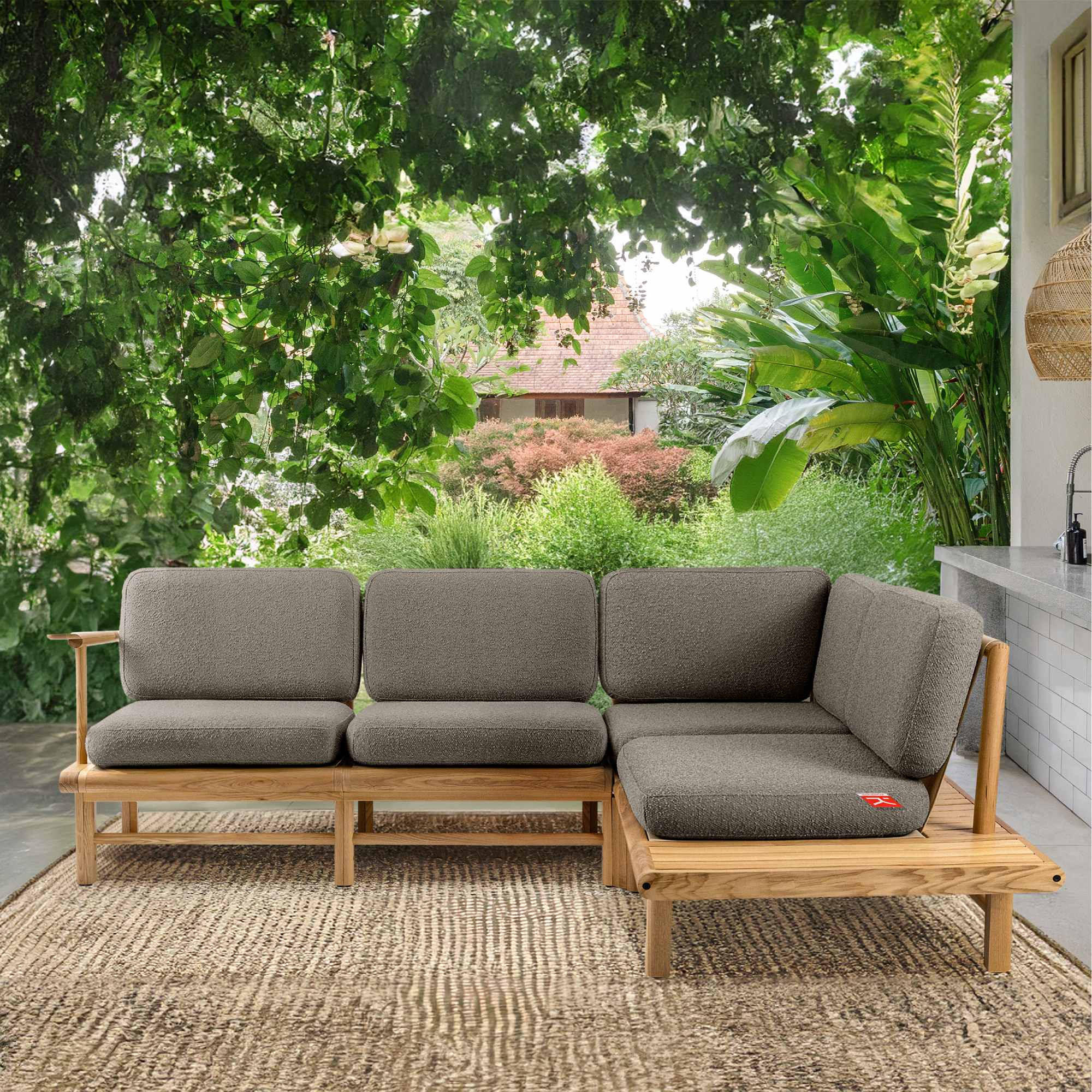LOUNGESOFA ATREDA rechts - Grau, Holz/Textil (230/74/175cm) - KONSIMO®
