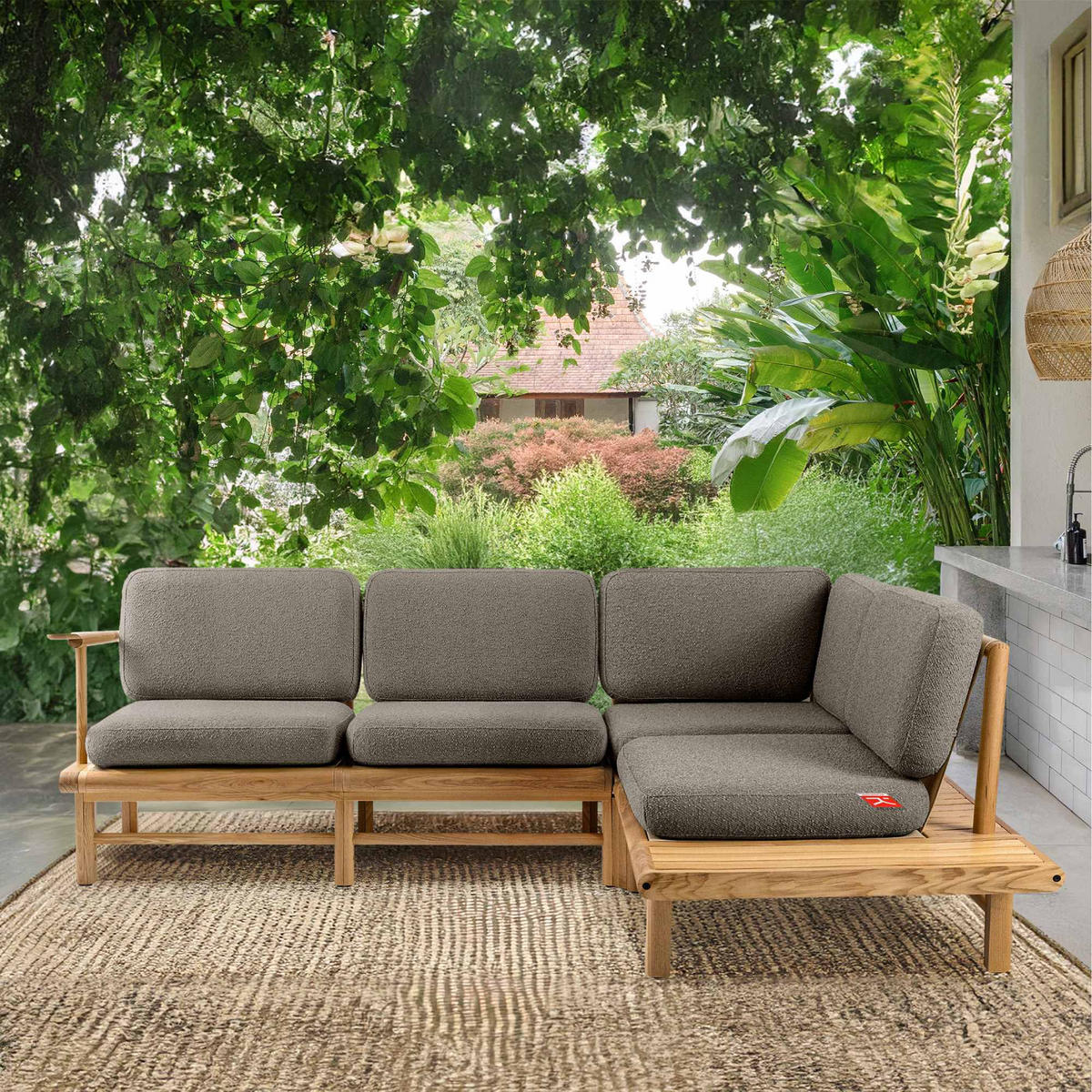 LOUNGESOFA ATREDA rechts - Grau, Holz/Textil (230/74/175cm) - KONSIMO®