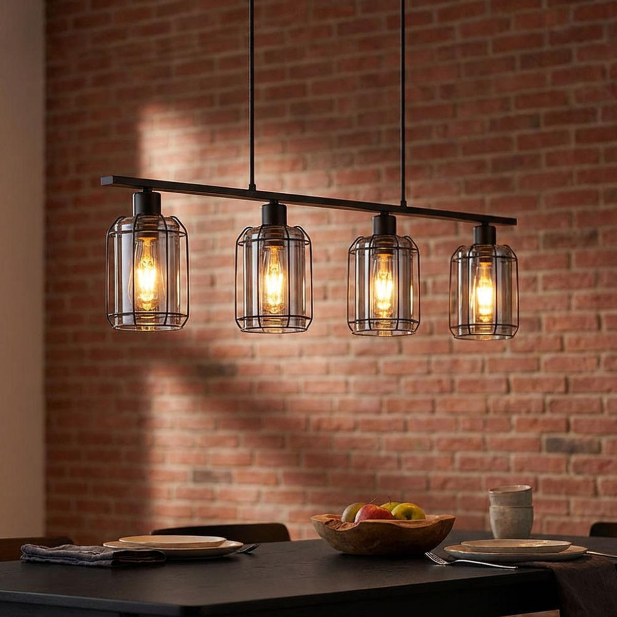 HÄNGELEUCHTE Gorley Metall Schwarz Rauchoptik, 4-flammig - Schwarz, Glas (99/13.1/120cm) - Globo Lighting