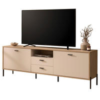 TV-LOWBOARD Kaschmir, Eiche 195 x 64 cm, TV Unterteil mit Soft-Close, Komforthöhe - Kaschmir/Eichefarben, Holzwerkstoff/Metall (195/64/40cm) - Furn.Design