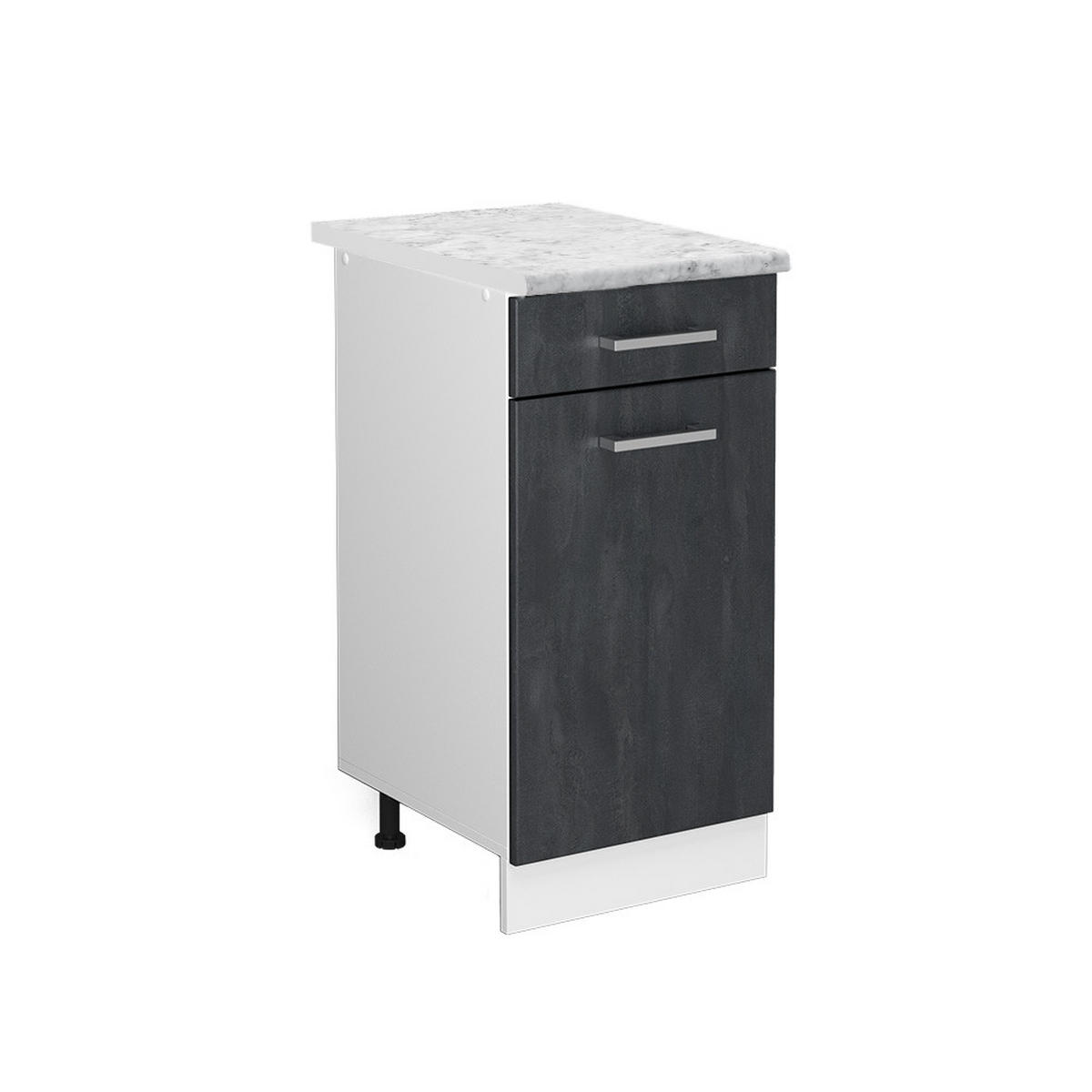 KÜCHENUNTERSCHRANK R-Line Schwarz Beton 40 cm AP Marmor - Schwarz/Weiß, Holzwerkstoff (40/81.6/60cm) - Vicco