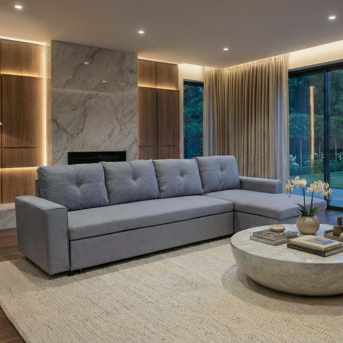 ECKSOFA MIT BETTKASTEN Grau - Grau, Textil (290/150cm) - MCW