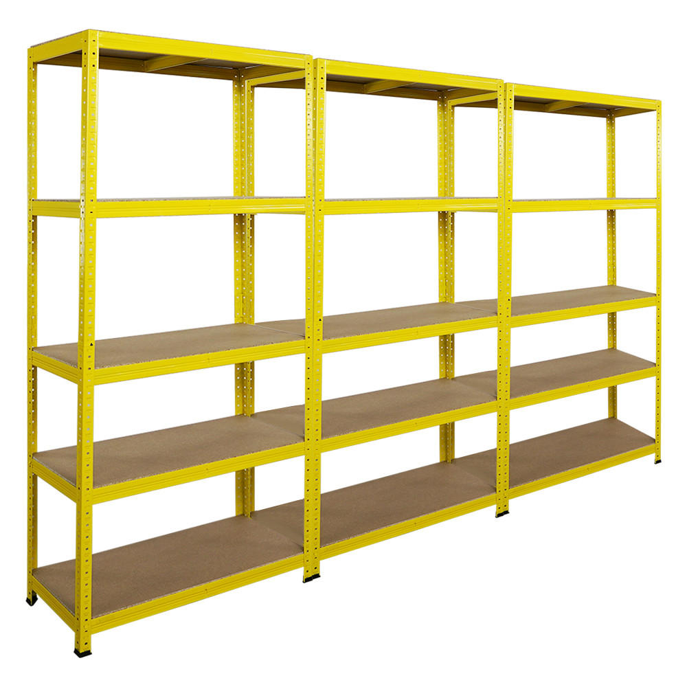 WOHNREGAL 3er YELLOW BEE Set, HxBxT 180x90x40cm, Fachlast 175kg, 5 Ebenen, Gelb - Gelb, Metall (270/180/40cm) - BERLINLODGE