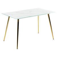 ESSTISCH 120/70/75 cm Marmor Rechteckig Mulga - Weiß, Glas (120/70/75cm) - Beliani