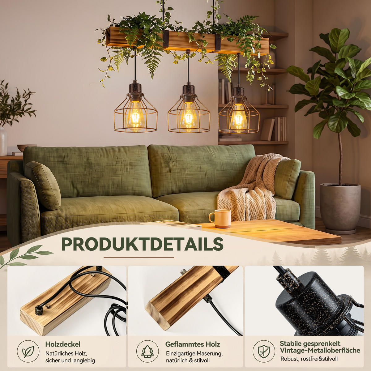PENDELLEUCHTE Fentris 61/15/170 cm - Schwarz/Braun, Holz/Metall (61/15/170cm) - ZMH