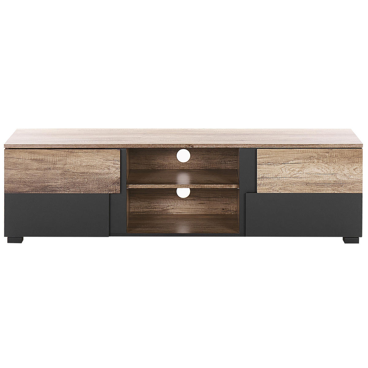 TV-MÖBEL Hellbraun, Schwarz STERLING 40/148/40 cm - Hellbraun, Holzwerkstoff (148/40/40cm) - Beliani