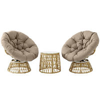 BISTRO-SET DE-06707 360° drehbare Stühle, wetterbeständig Natur/Hellbraun - Mokka, Kunststoff/Metall - ComfortXL