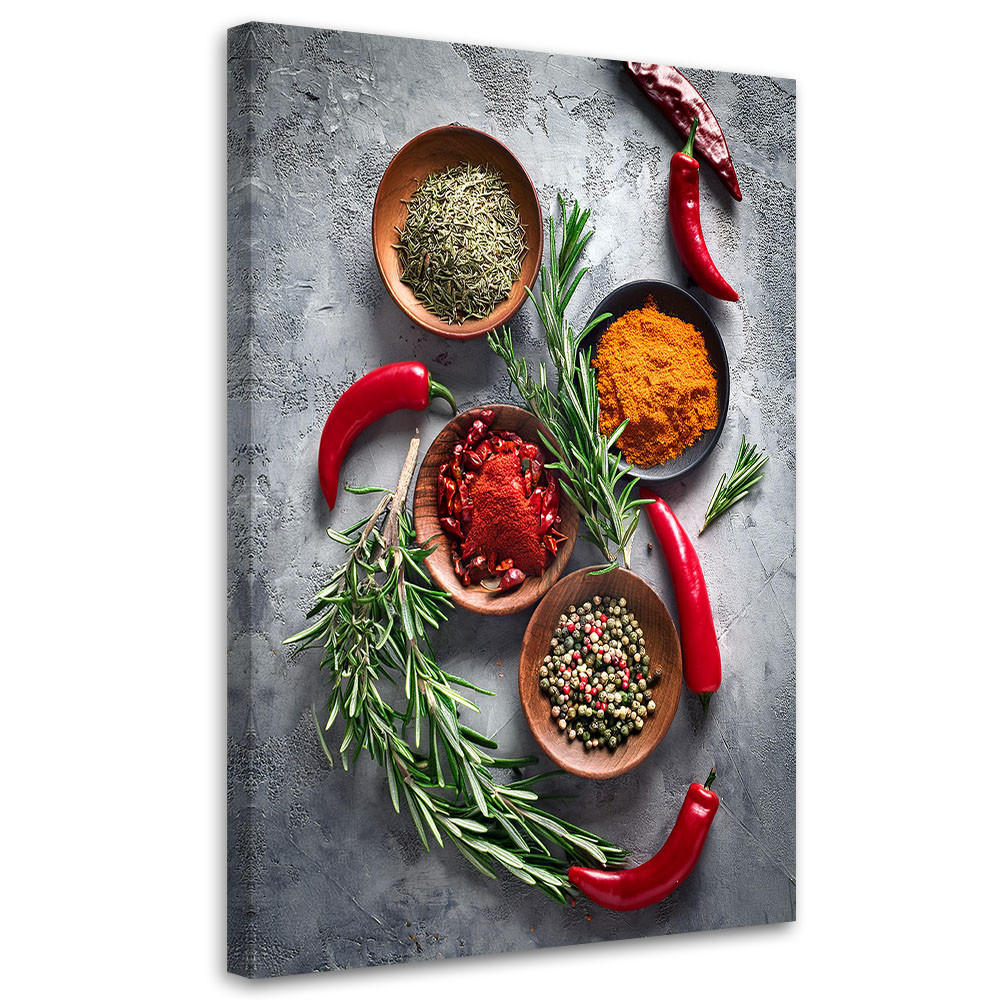 LEINWANDBILD Gewürze Stillleben 80x120cm - Multicolor, Textil (80/120cm) - Feeby