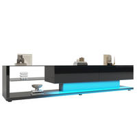 TV-ELEMENT mit LED und Glasregalen 170 cm Schwarz Hochglanz - Schwarz, Holzwerkstoff (36/38/170cm) - Beauniv