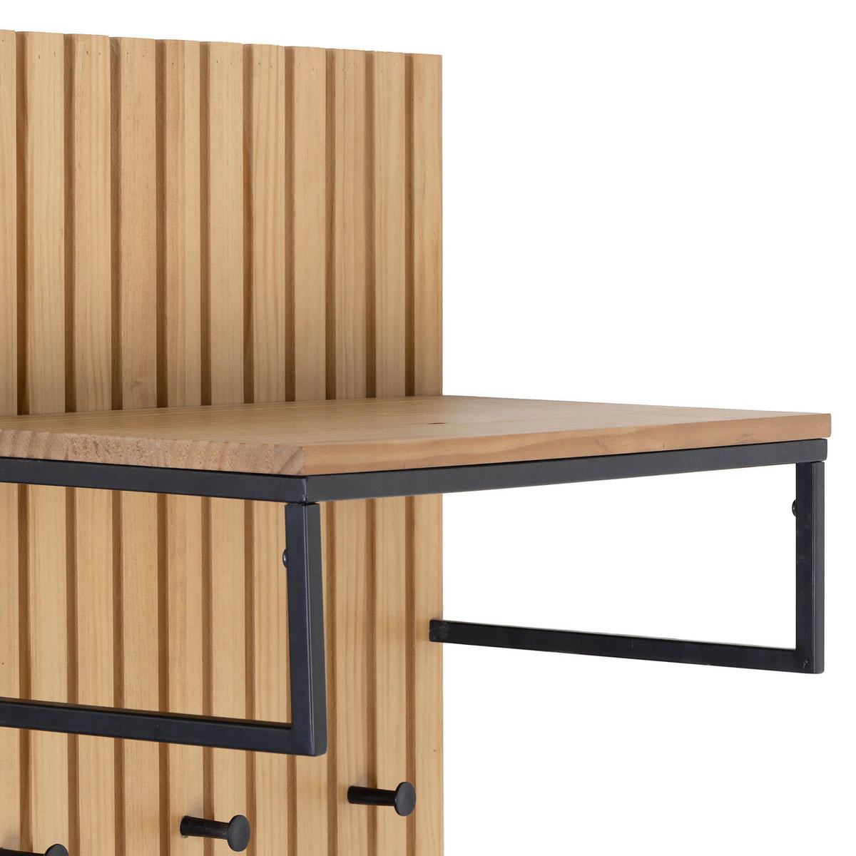 GARDEROBENPANEEL - Kiefer / Schwarz - Braun, Holz/Metall (51/170/28cm) - home24