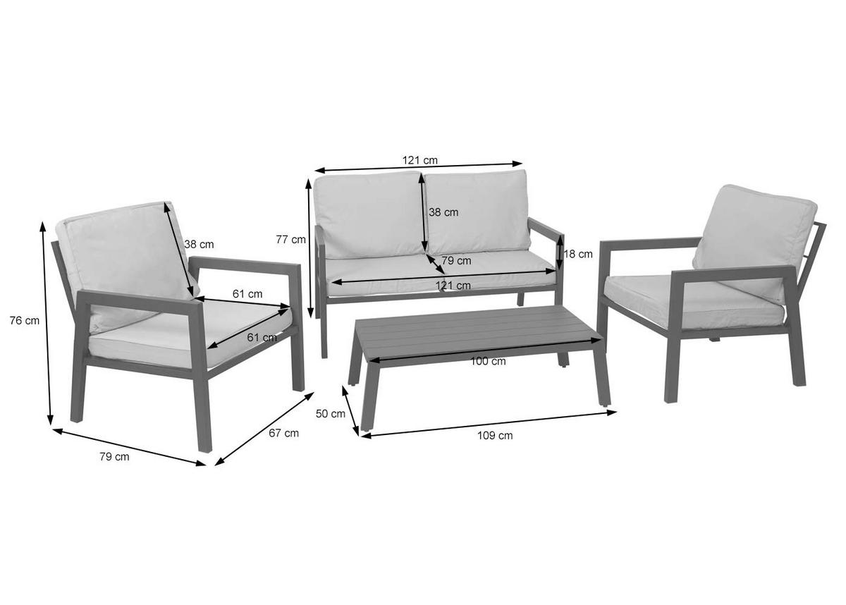 GARNITUR Cremeweiß - Weiß, Metall - MCW
