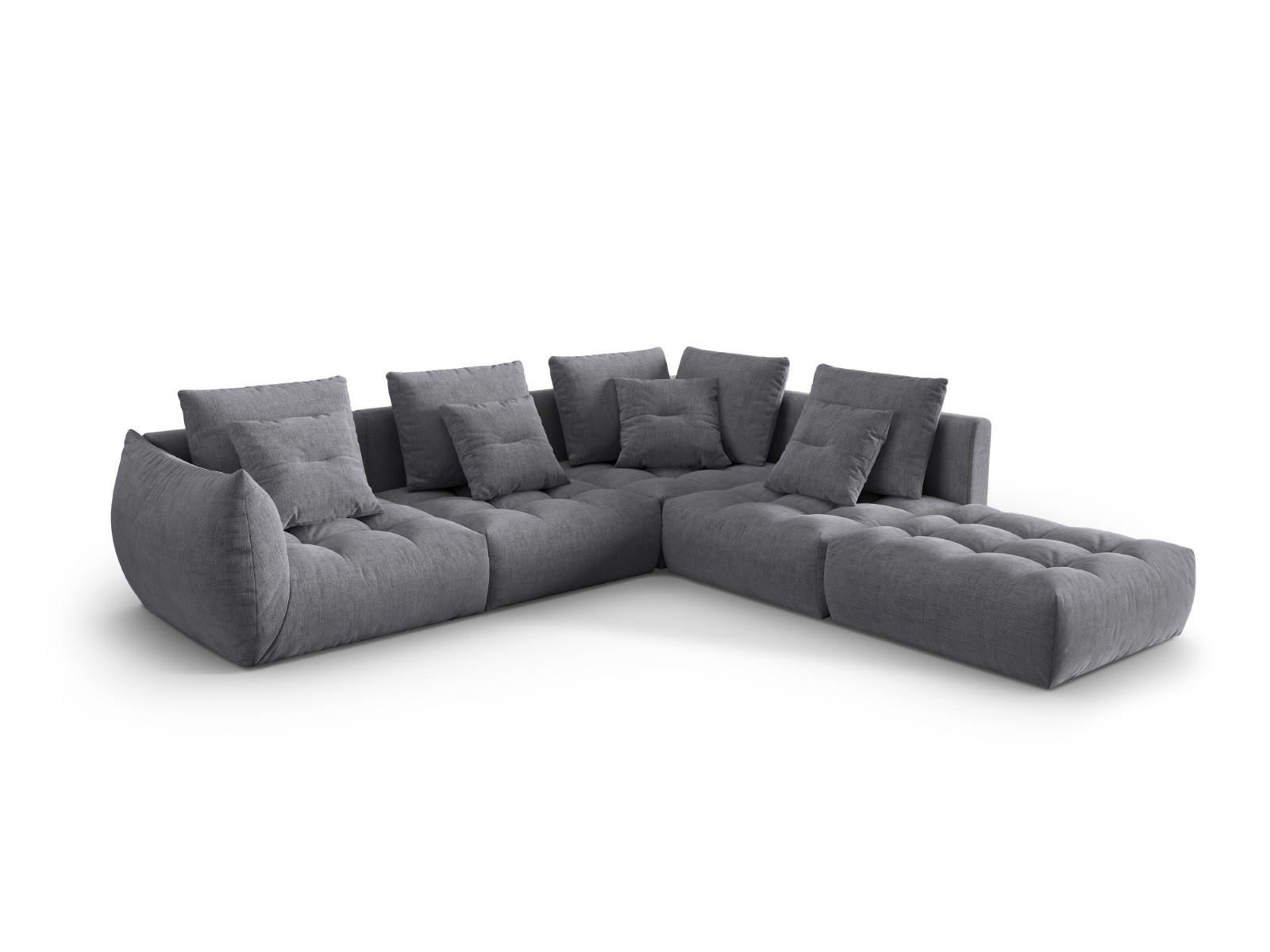 ECKSOFA modular rechts Bloom aus strukturiertem Stoff grau 4 Sitzplätze - Grau, Textil (310/316cm) - Micadoni