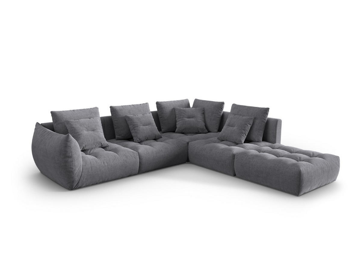 ECKSOFA modular rechts Bloom aus strukturiertem Stoff grau 4 Sitzplätze - Grau, Textil (310/316cm) - Micadoni