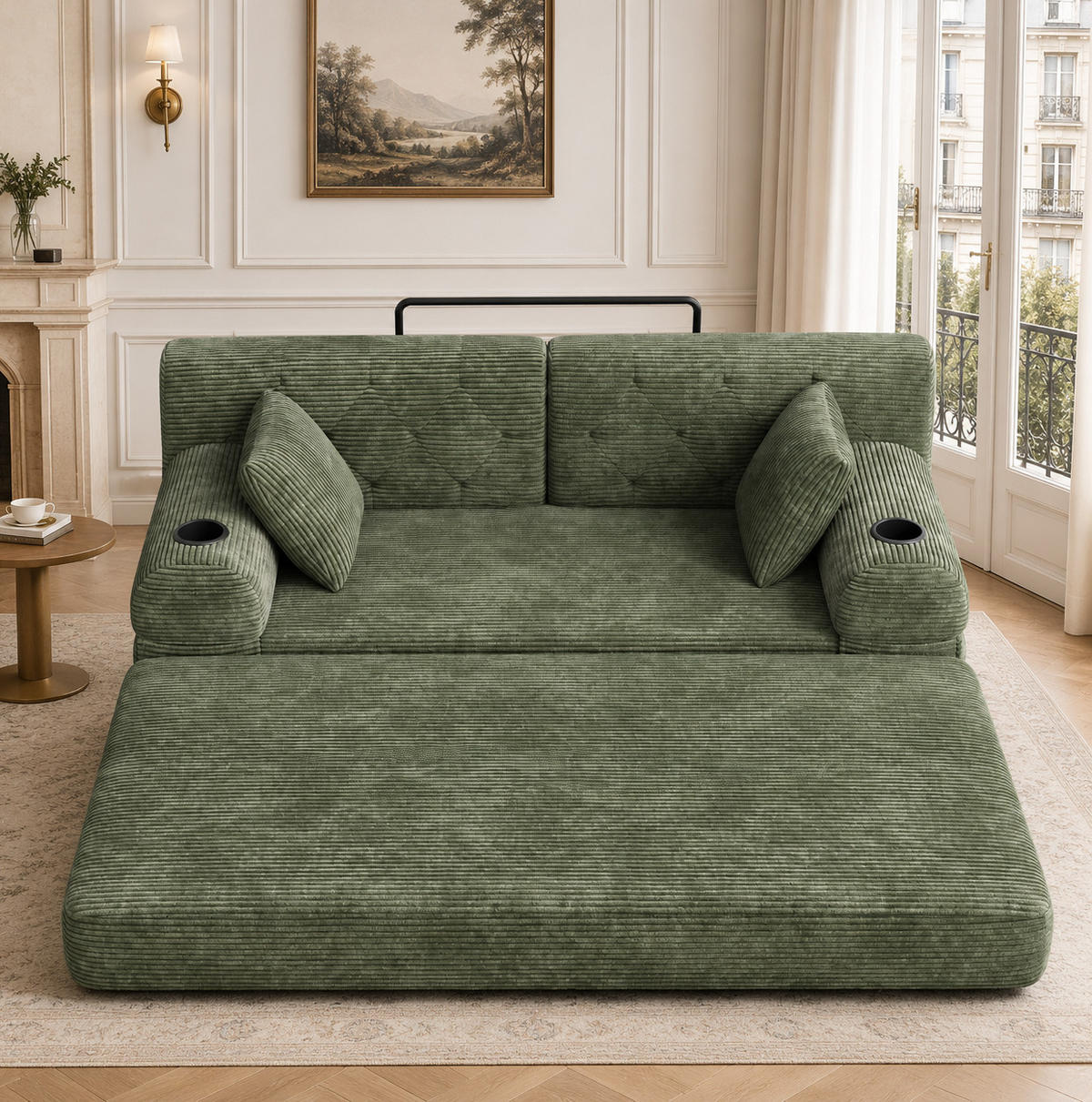 SCHLAFSOFA mit Schlaffunktion 168 x 80 x 81 cm Green - Grün, Kunststoff (80/81/168cm) - Meubliv