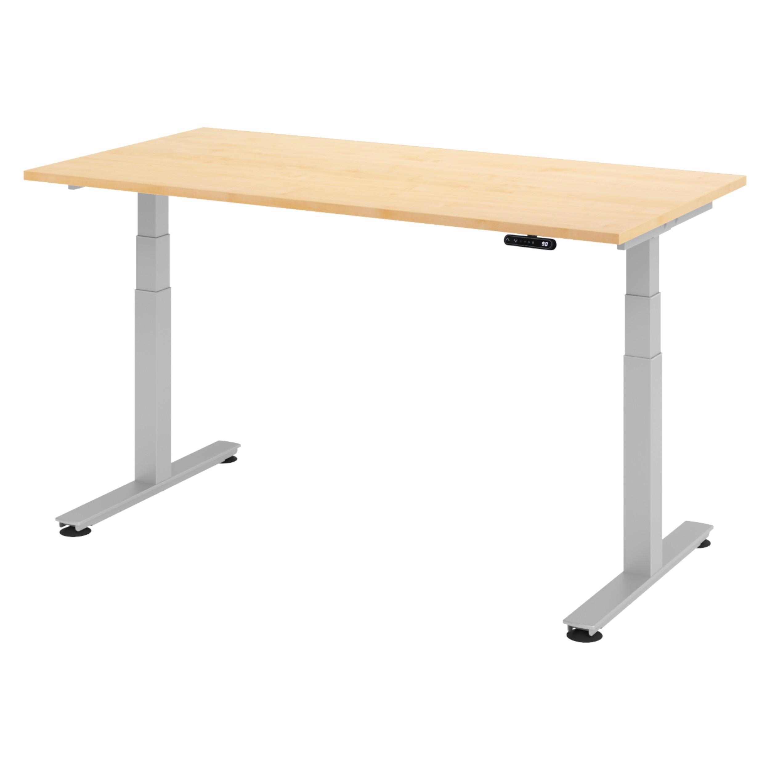 SCHREIBTISCH elektrisch XDSM 80/160/72 cm in Ahornfarben/Silberfarben - Silberfarben/Ahornfarben, Holzwerkstoff (80/160/72cm) - bümö