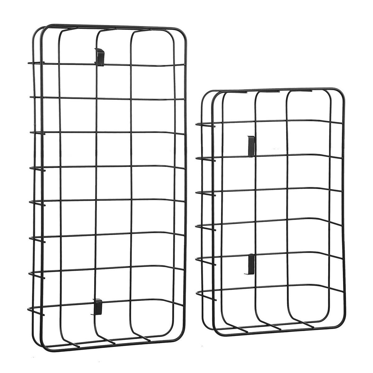 ETAGERE (2er Set) Grid - Schwarz, Metall (20/33cm) - Butlers