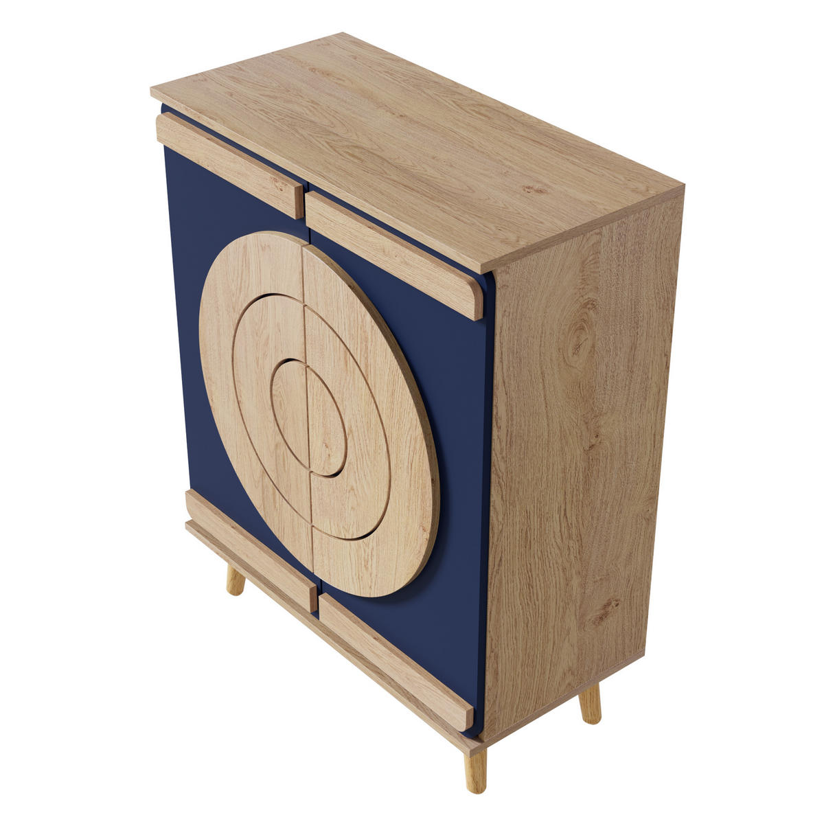 SCHUHSCHRANK blau holz geometrisch stauraum - Naturfarben, Holzwerkstoff (76/98.5/37cm) - Urban Meuble