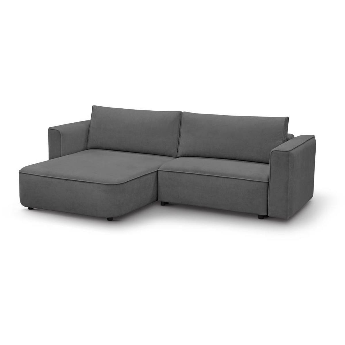 ECKSCHLAFSOFA Carlos dunkelgrau - Dunkelgrau/Schwarz, Kunststoff/Textil (265/170cm) - Beautysofa