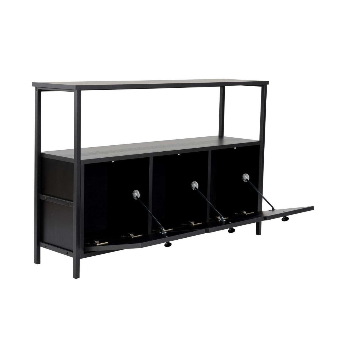 SIDEBOARD mit 3 Türen und 1 oberer Ablagefläche 120/29,5/77 cm - Schwarz, Holzwerkstoff (29.5/77/120cm) - Calicosy