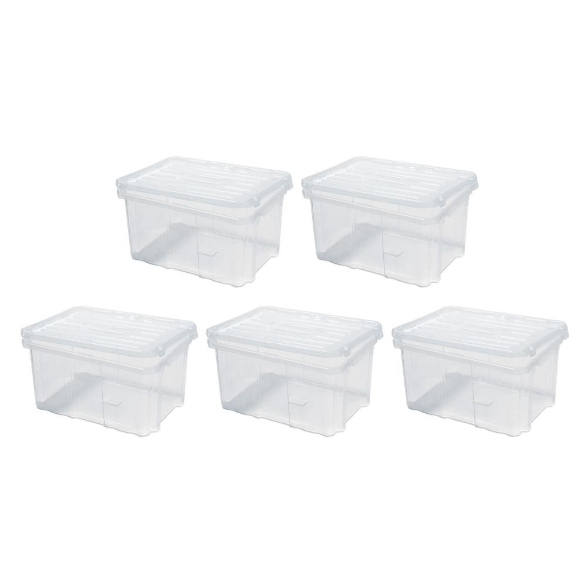 AUFBEWAHRUNGSBOX 5er-Set mehrzweck mit Deckel Transparent HxBxT 16x30x20cm9 Liter - Transparent, Kunststoff (30/16/20cm) - PROREGAL